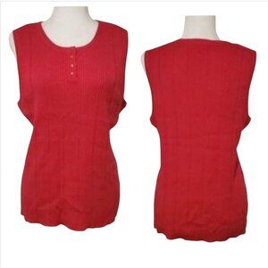 Cherokee Sleeveless Top Womens Size X Red Rib-knit Stretch Tank Top